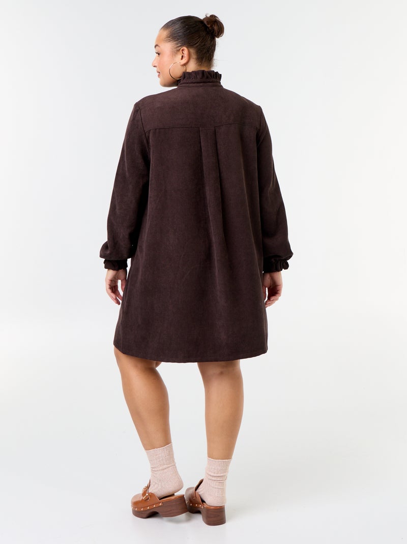 Vestito corto in velluto a costine Marrone - Kiabi