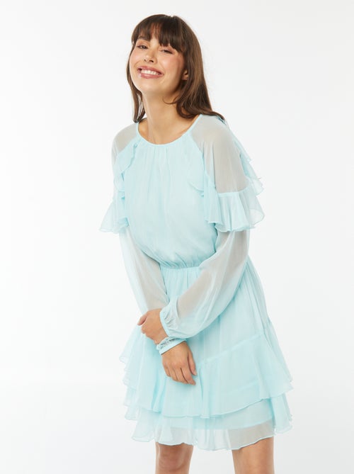 Vestito corto in voile a maniche lunghe - Kiabi