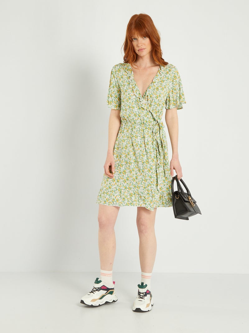 Vestito corto incrociato 'JDY' VERDE - Kiabi