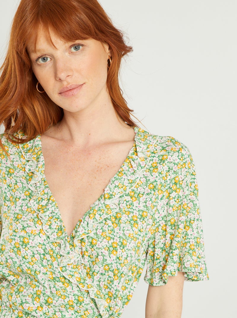 JDY - Vestito midi plissé con cintura e stampa leopardata