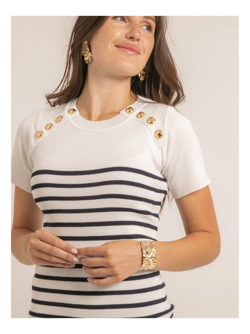 Vestito corto marinière INIA Bianco - Kiabi