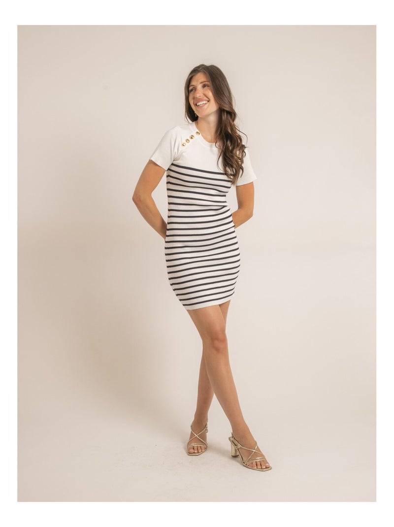 Vestito corto marinière INIA Bianco - Kiabi