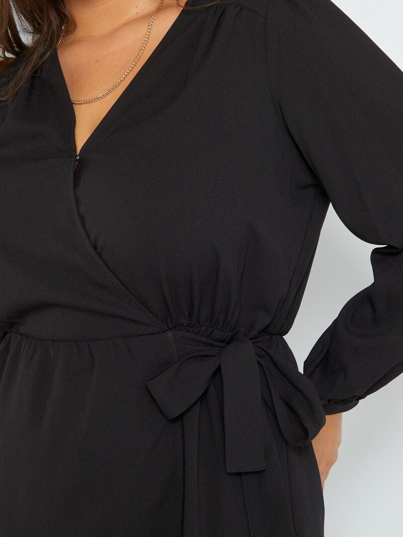 Accappatoio Donna In Raso Di Seta - Vestaglia Corta Sexy Con Scollo A V E Volant - Foto 5