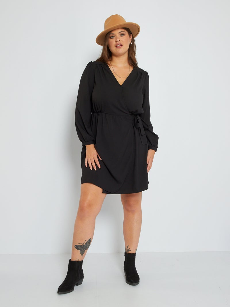 Vestito corto morbido con scollo a V Nero - Kiabi
