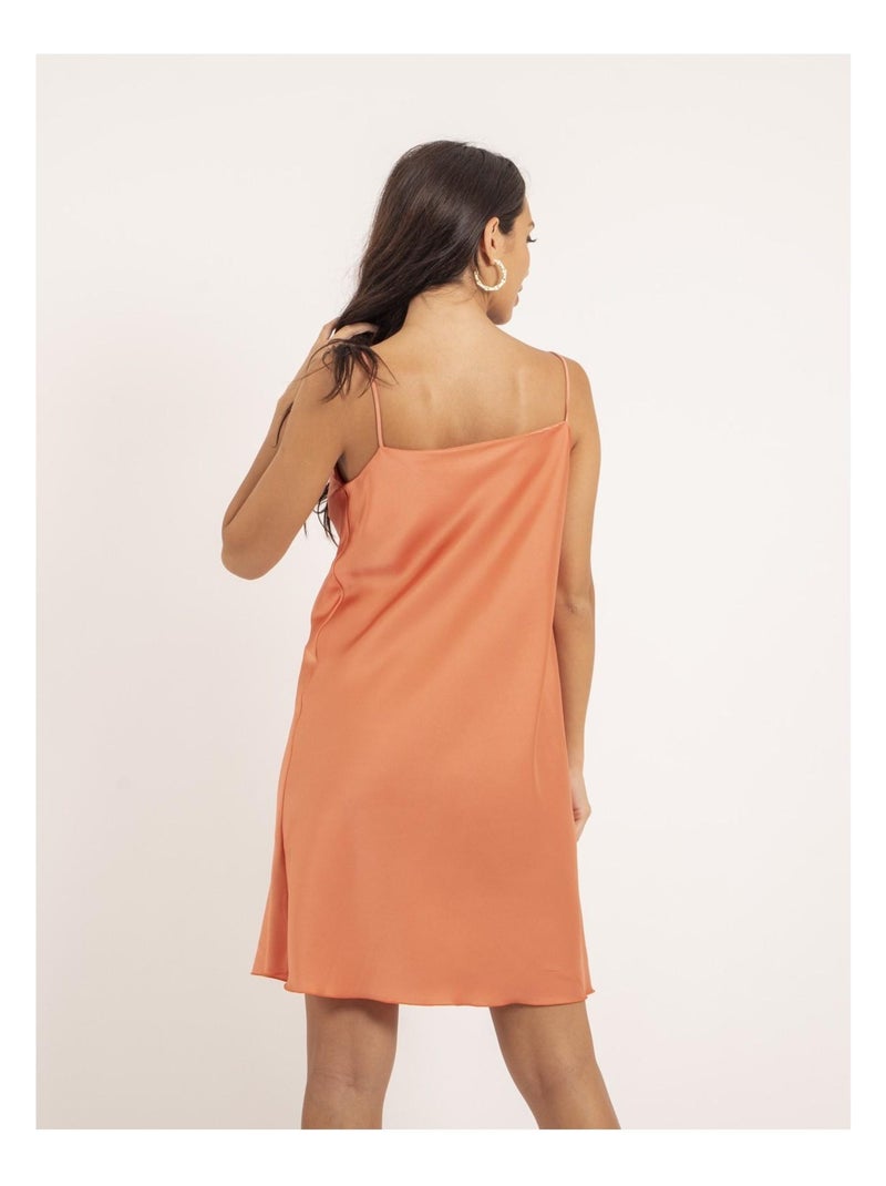 Vestito corto satinato IDALIA Arancione corallo - Kiabi