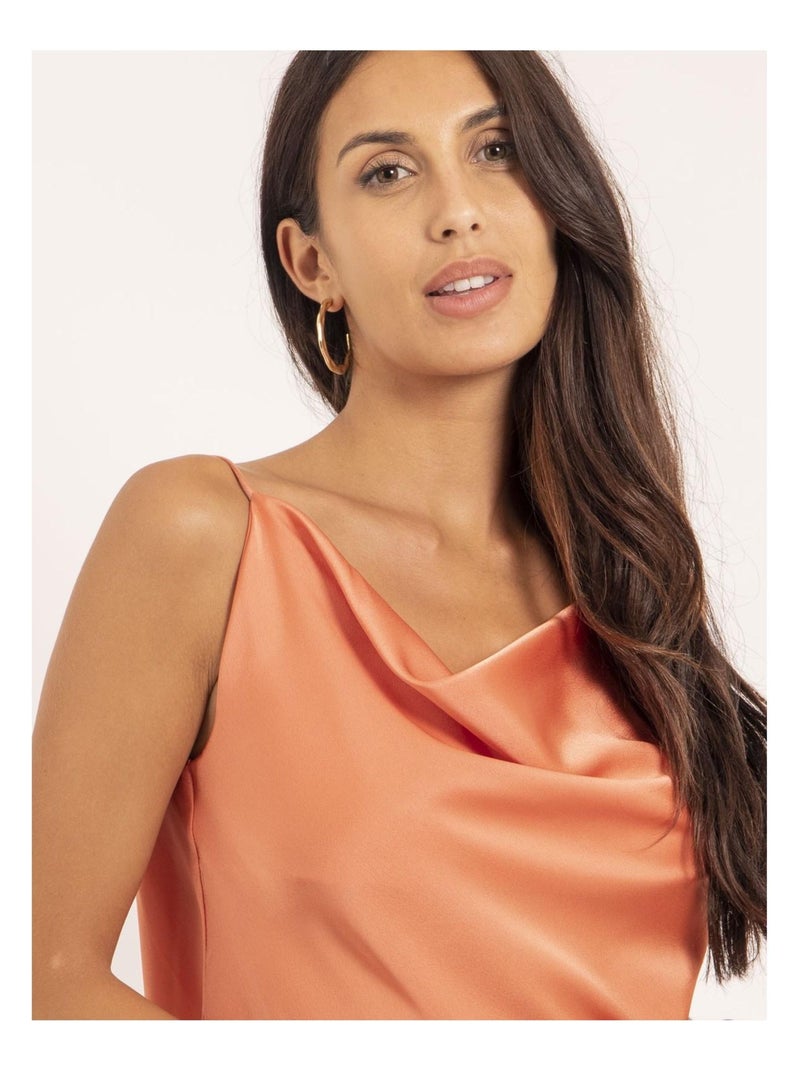 Vestito corto satinato IDALIA Arancione corallo - Kiabi