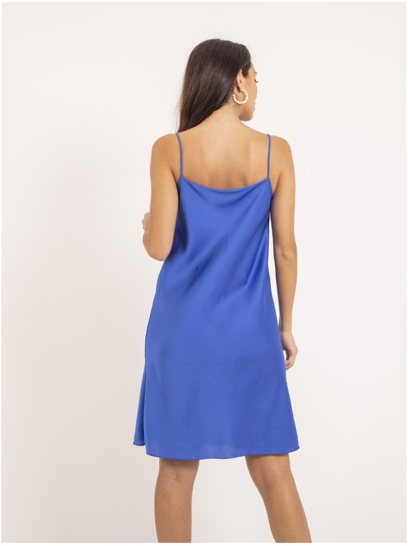 Vestito corto satinato IDALIA Blu reale - Kiabi