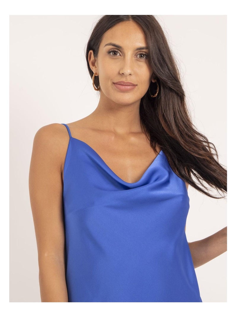 Vestito corto satinato IDALIA Blu reale - Kiabi