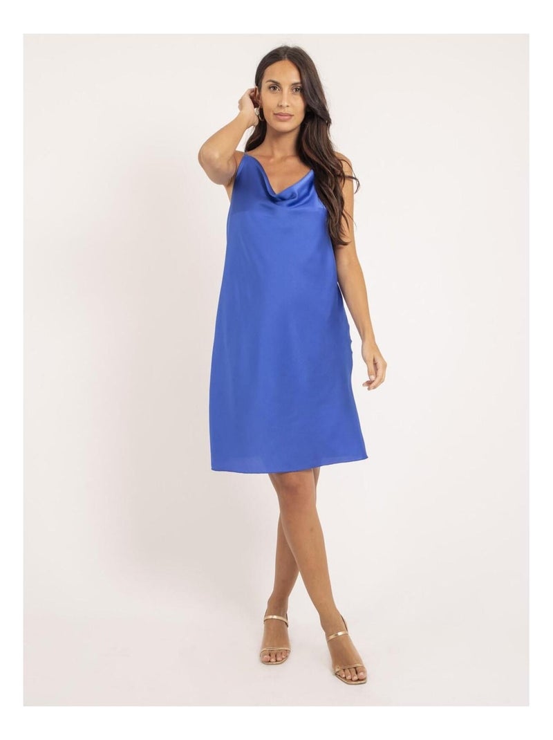 Vestito corto satinato IDALIA Blu reale - Kiabi