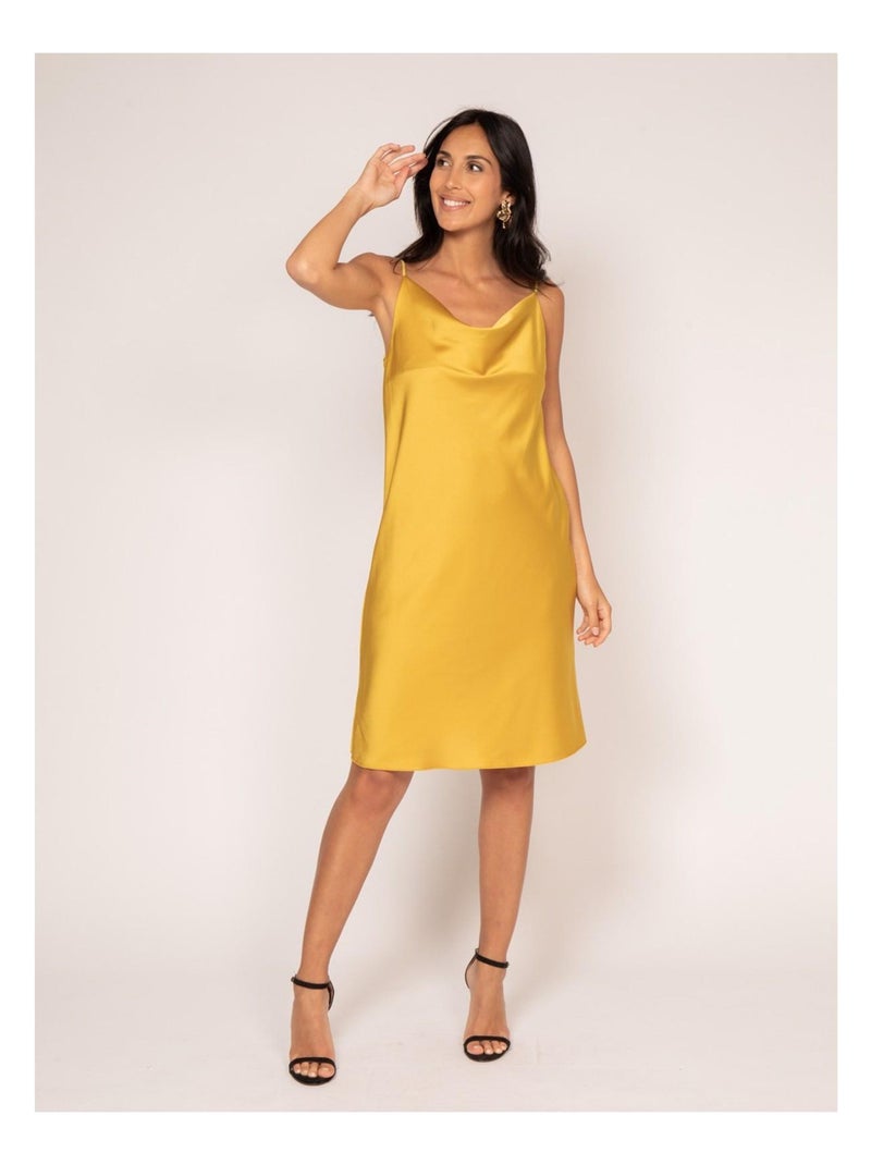 Vestito corto satinato IDALIA Senape - Kiabi