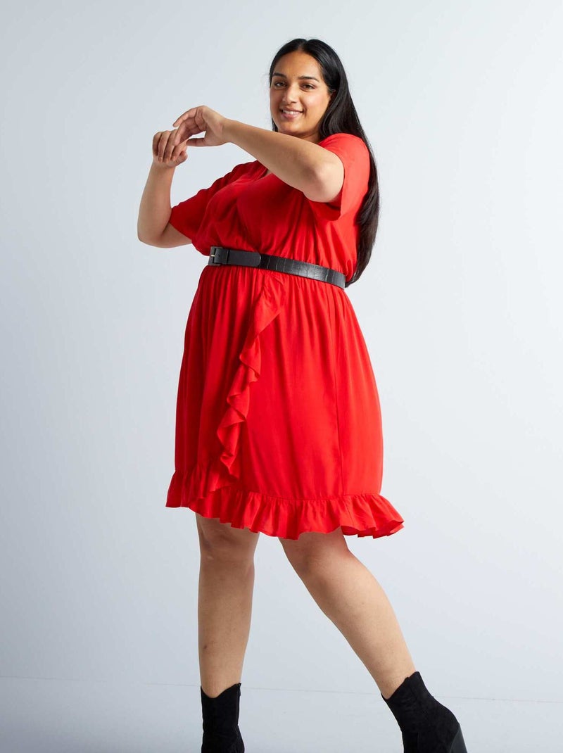Vestito corto scollo a V ROSSO - Kiabi