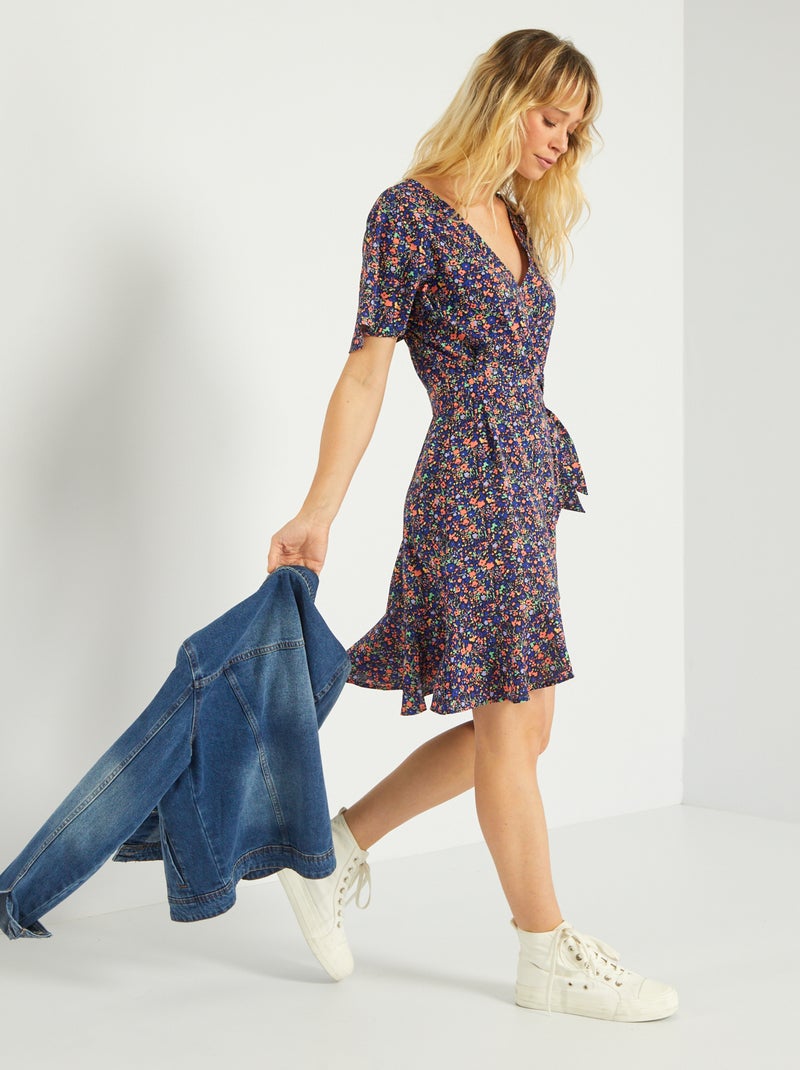 Vestito corto scollo incrociato 'JDY' BLU - Kiabi