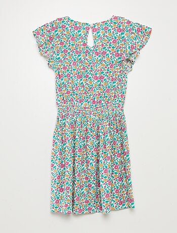 Vestito corto stampato con volant