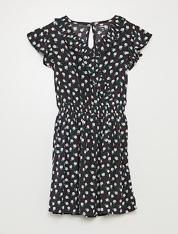 Vestito corto stampato con volant