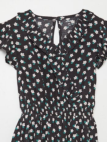 Vestito corto stampato con volant