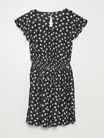 Vestito corto stampato con volant