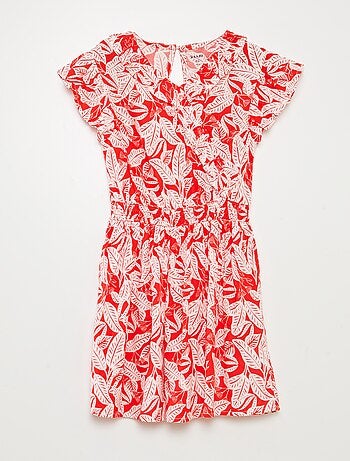 Vestito corto stampato con volant