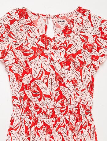 Vestito corto stampato con volant