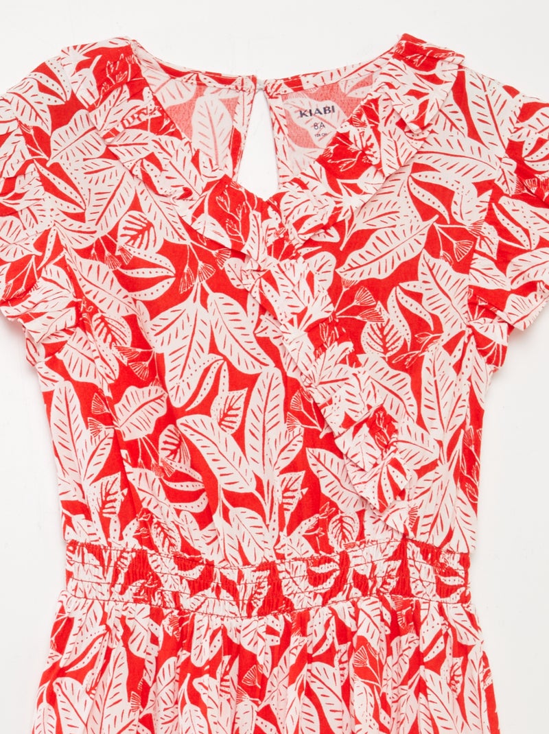 Vestito corto stampato con volant ROSSO - Kiabi