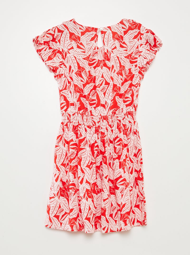 Vestito corto stampato con volant ROSSO - Kiabi