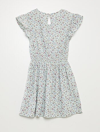 Vestito corto stampato con volant