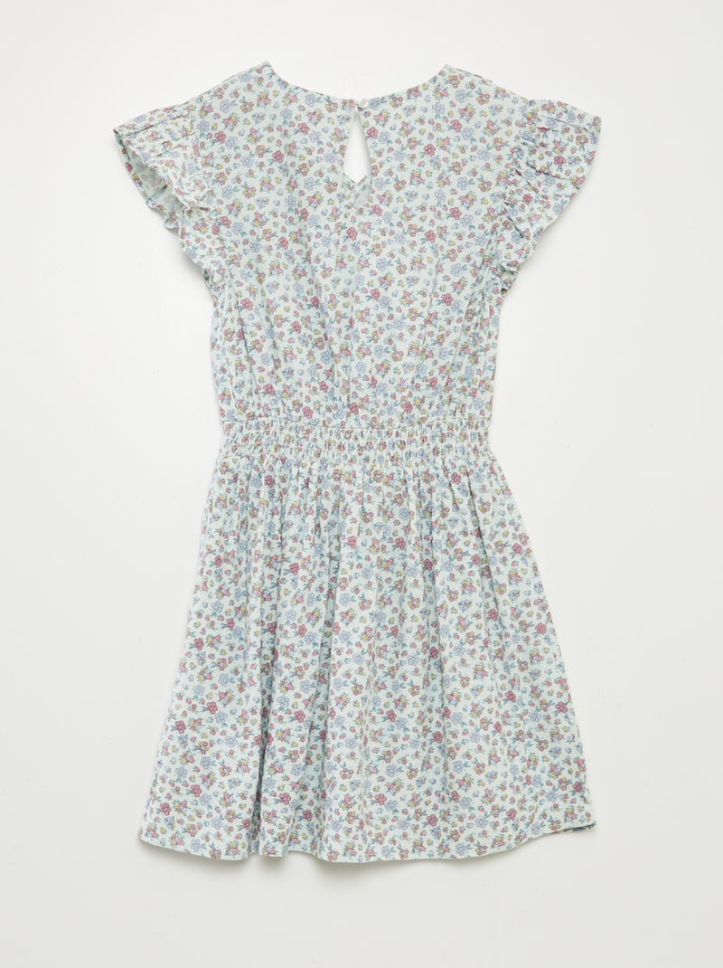 Vestito corto stampato con volant VERDE - Kiabi