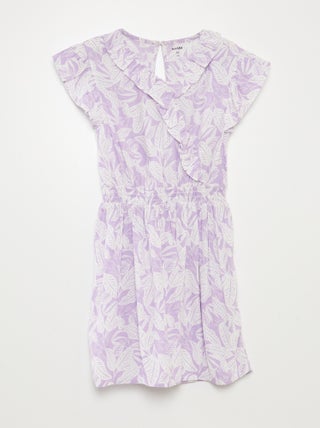 Vestito corto stampato con volant