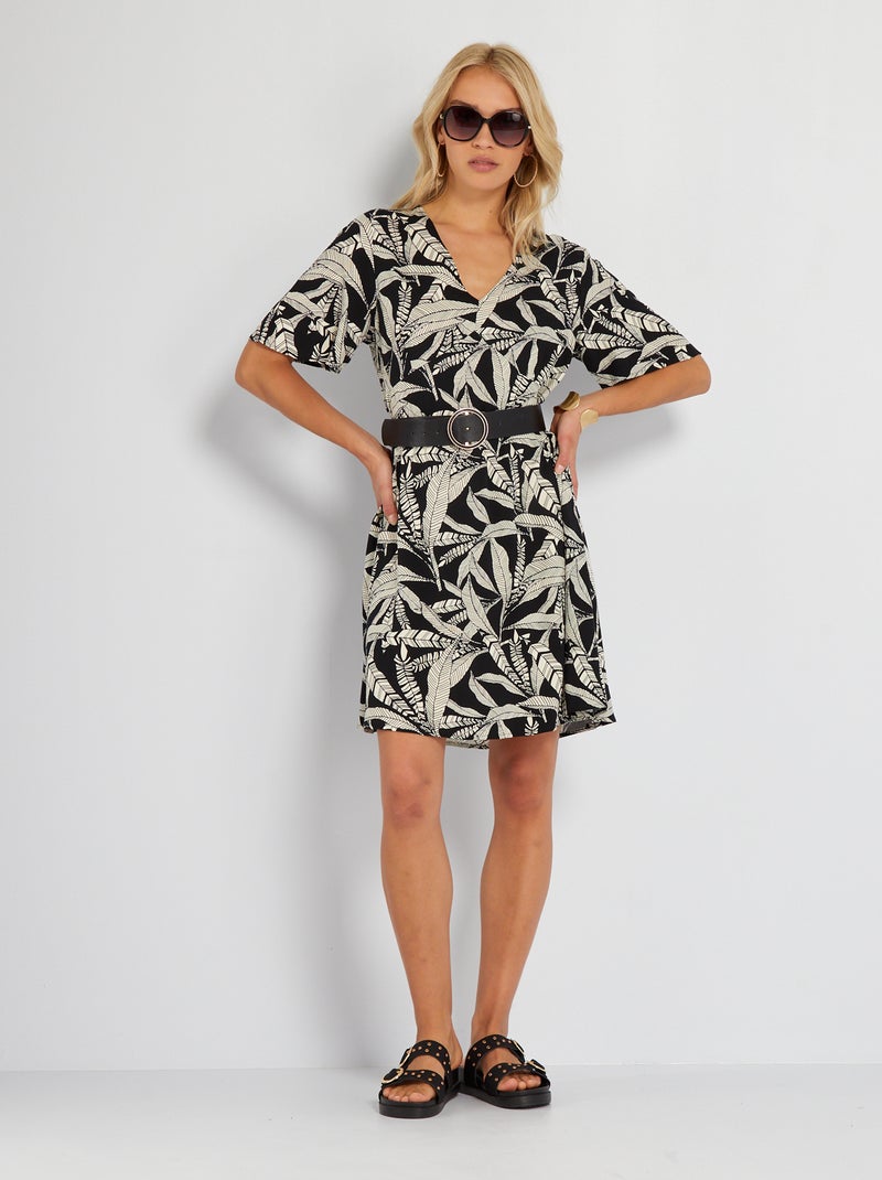 Vestito corto stampato NERO - Kiabi
