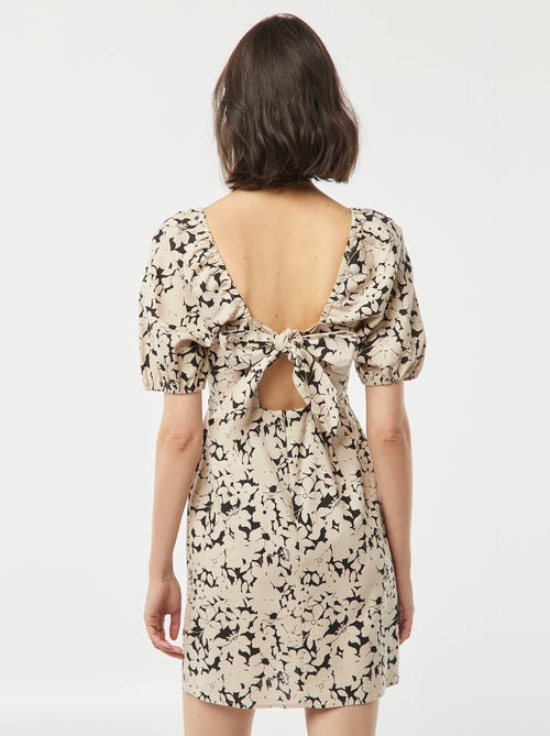 Vestito corto svasato con allacciatura con fiocco dietro - Kiabi