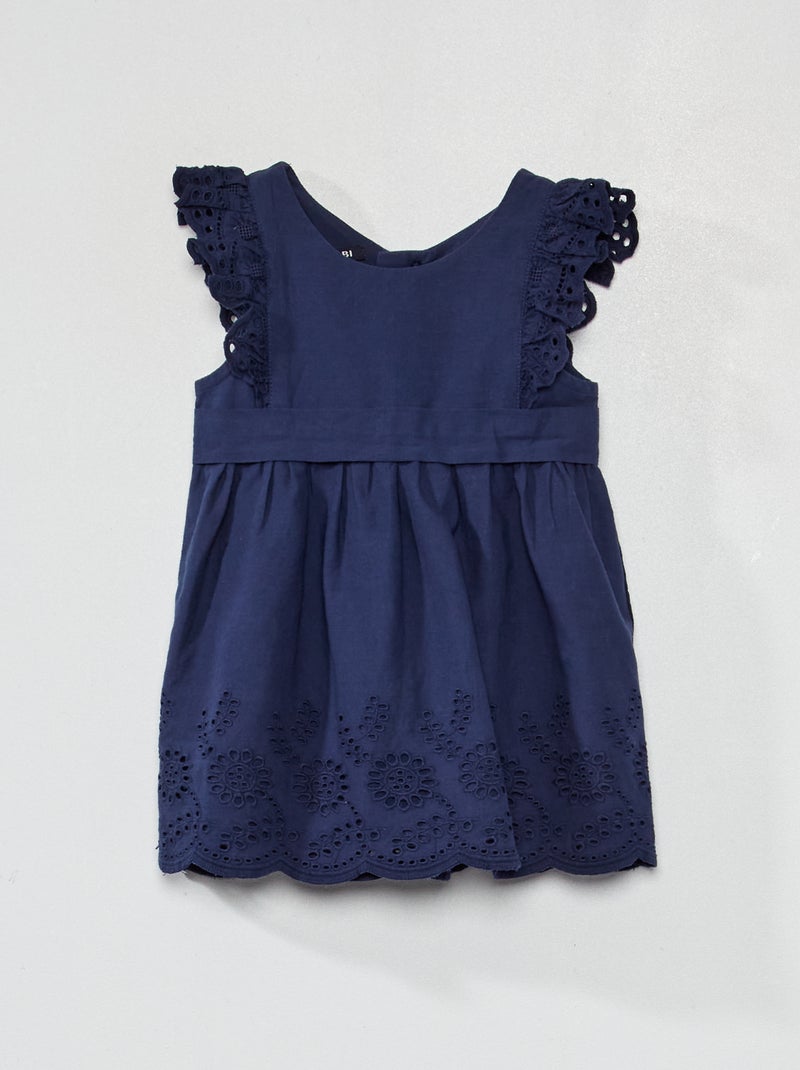 Vestito da cerimonia con ricami a punto inglese BLU - Kiabi