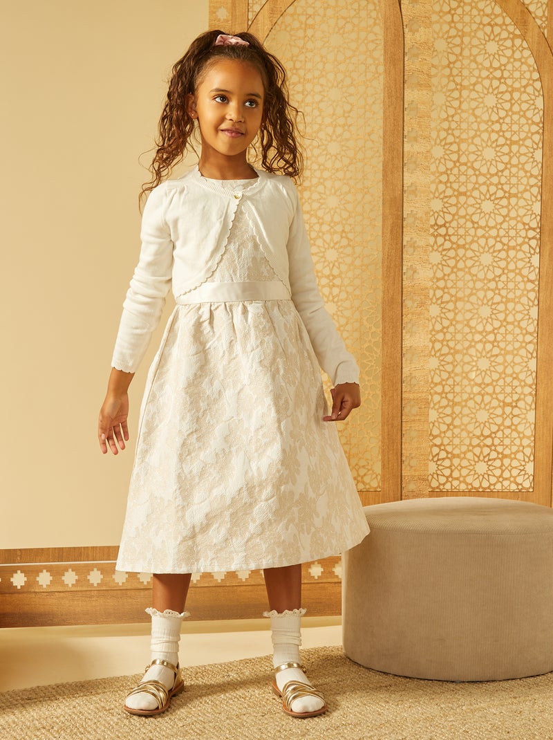 Vestito da cerimonia in jacquard senza maniche BIANCO - Kiabi