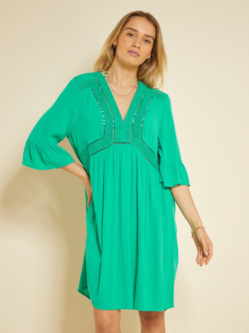 Vestito da spiaggia con macramé Verde - Kiabi
