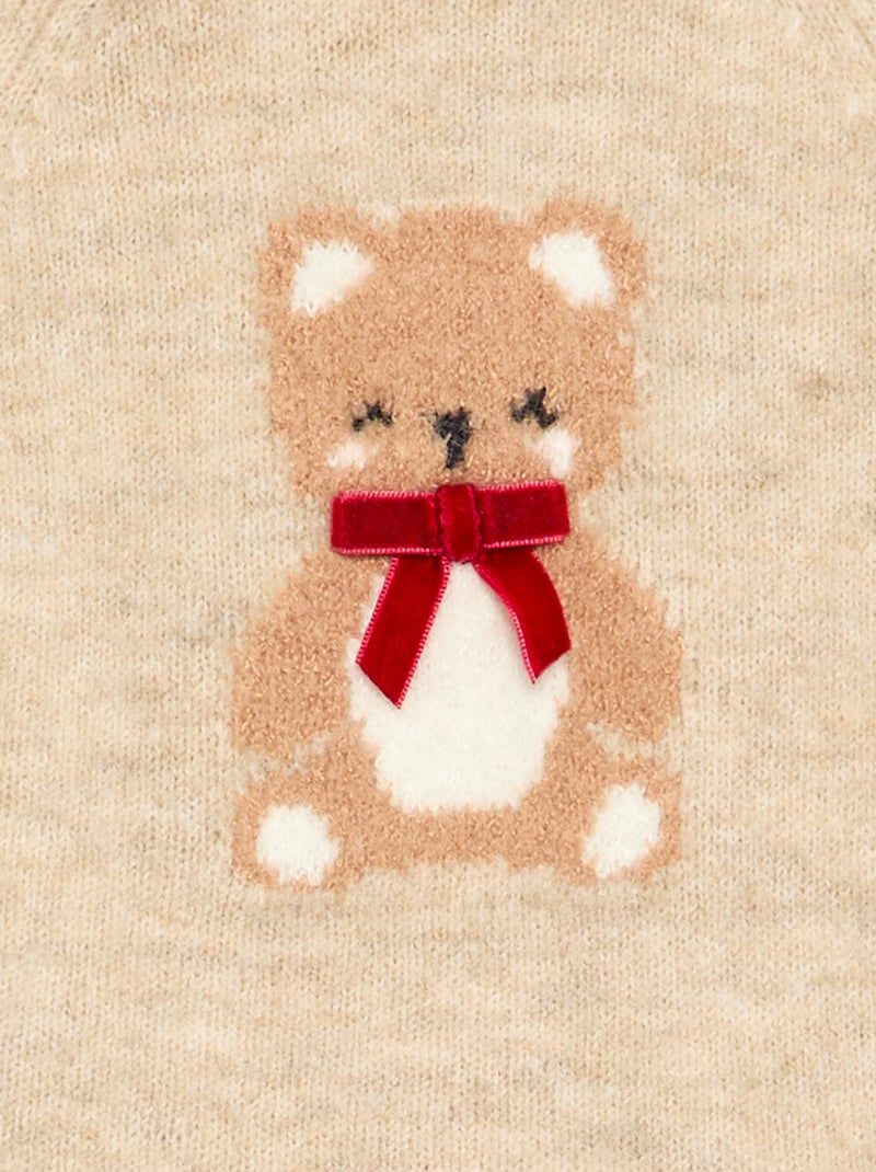 Vestito di Natale in maglia Bianco Ecru - Kiabi
