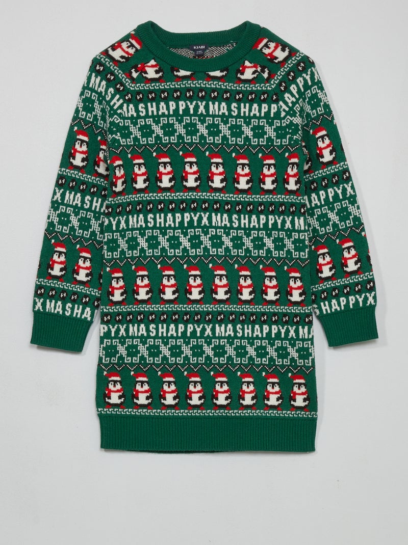 Vestito di Natale in maglia jacquard VERDE - Kiabi