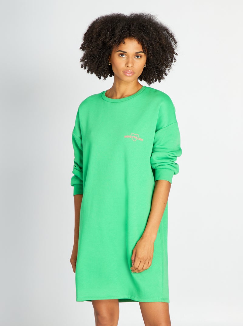 Vestito felpa con stampa VERDE - Kiabi