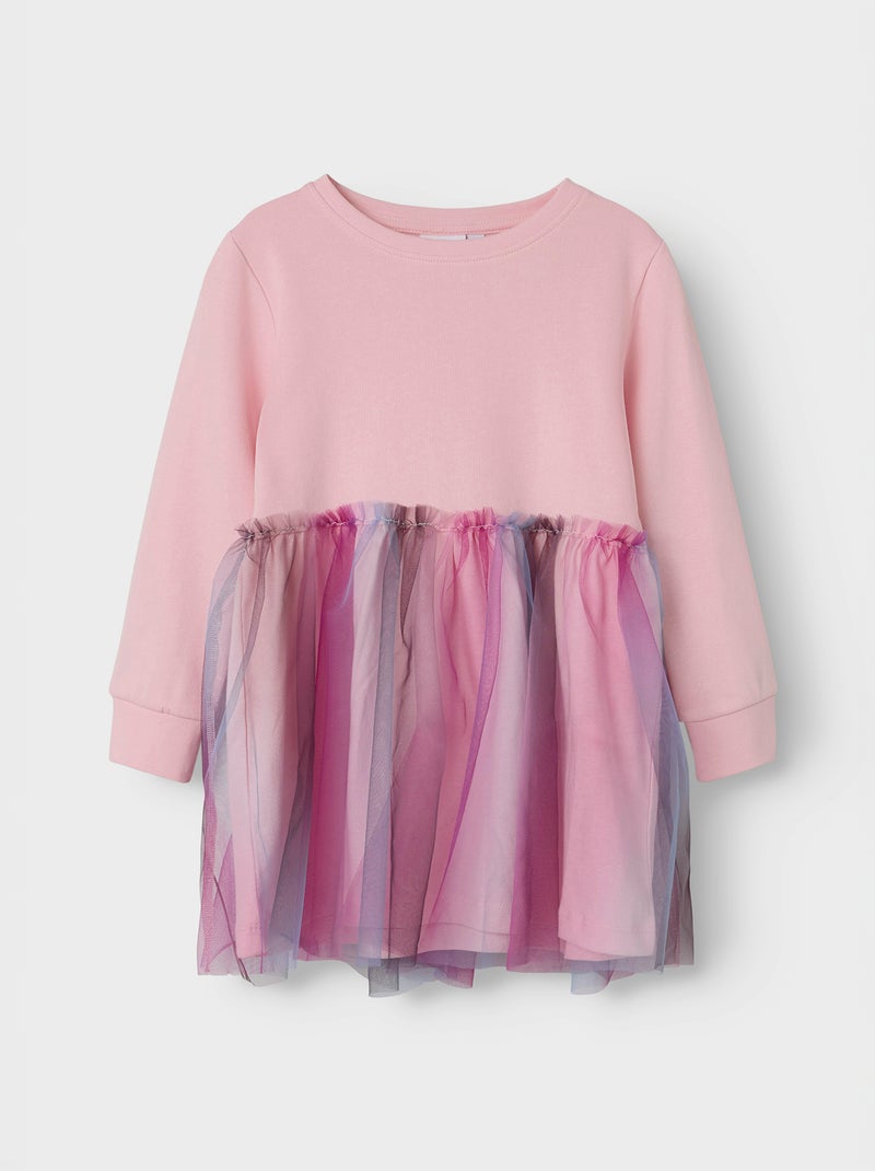 Vestito-felpa con tulle - Guppy Rosa - Kiabi
