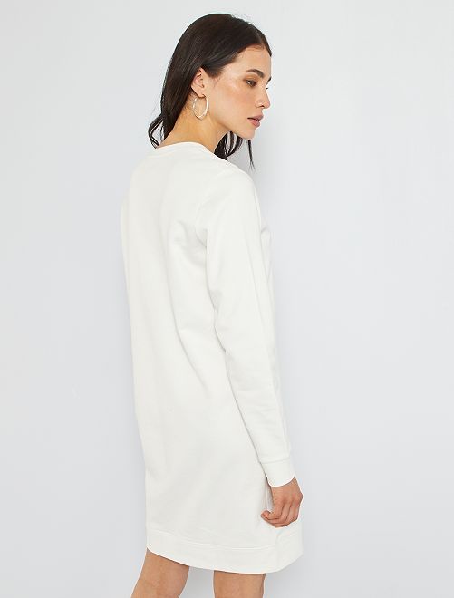 Vestito-felpa in tessuto felpato con colletto con bottoni - bianco neve -  Kiabi - 15.00€