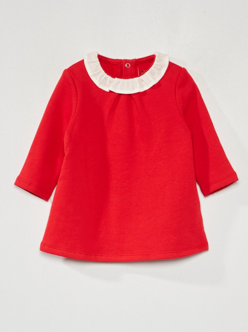 Vestito-felpa in tessuto felpato Rosso - Kiabi
