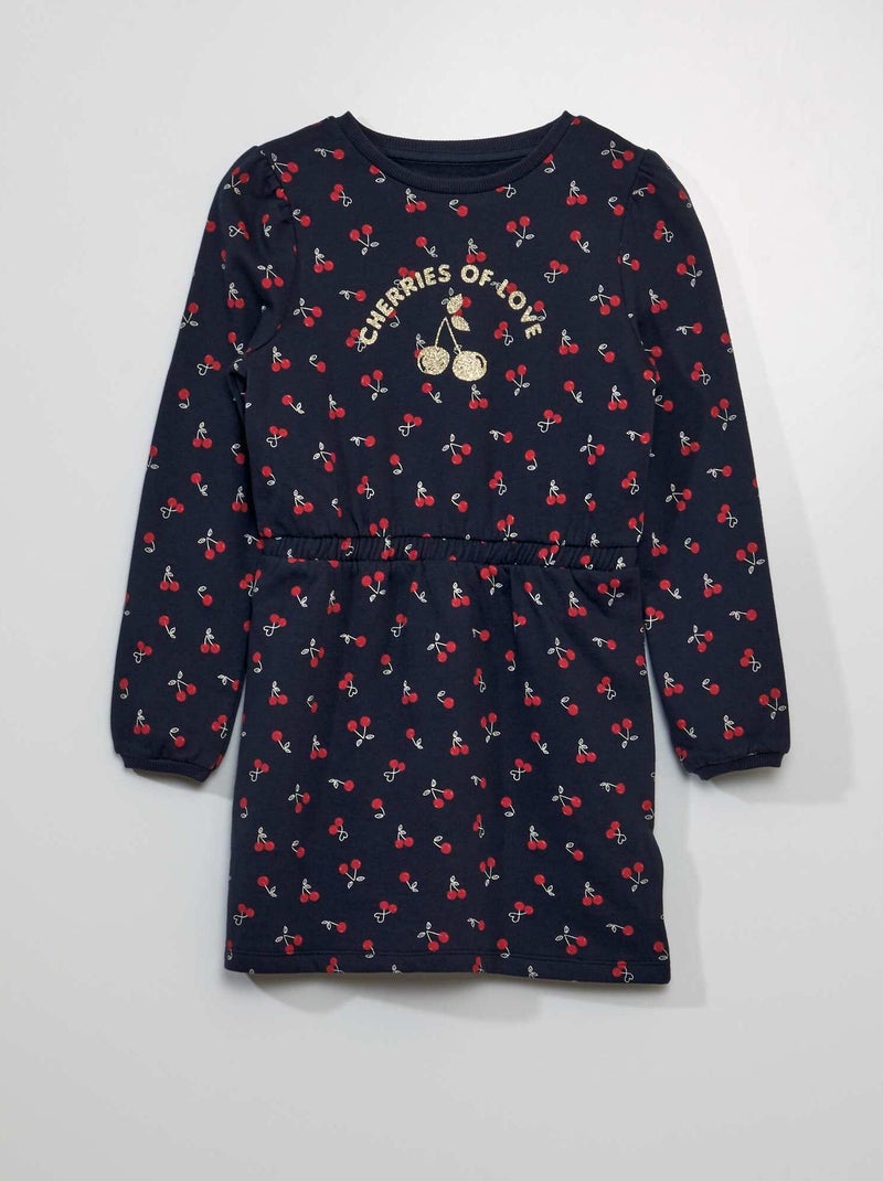 Vestito-felpa sciancrato stampato BLU - Kiabi