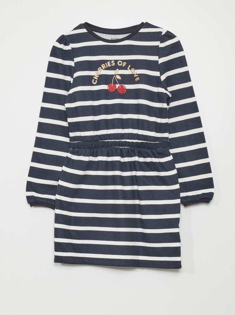 Vestito-felpa sciancrato stampato BLU - Kiabi