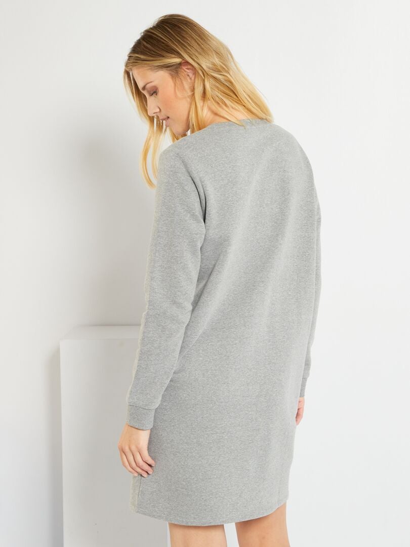 Vestito-felpa tinta unita in tessuto felpato GRIGIO - Kiabi