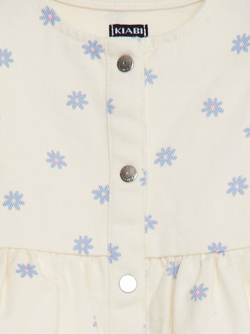Vestito in denim a maniche corte con volant BIANCO - Kiabi