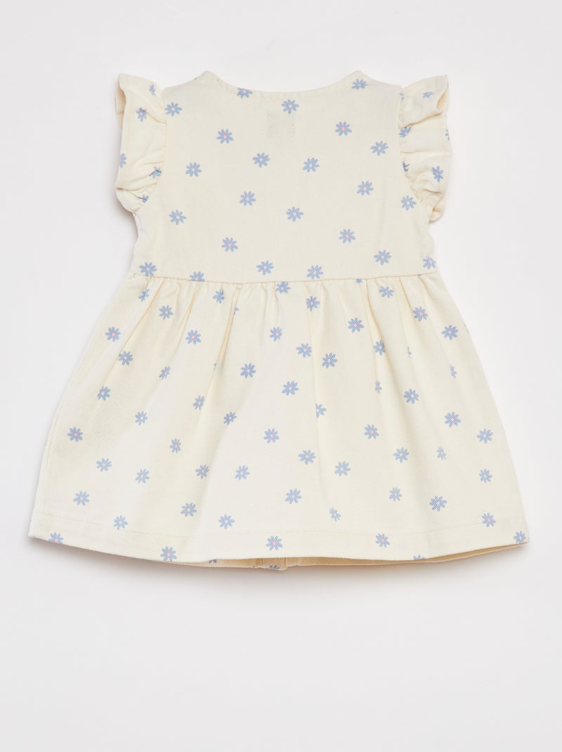 Vestito in denim a maniche corte con volant BIANCO - Kiabi