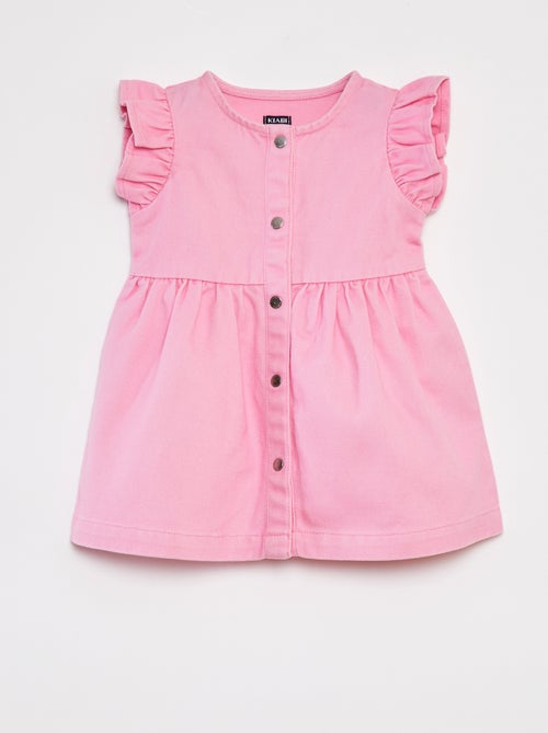 Vestito in denim a maniche corte con volant - Kiabi