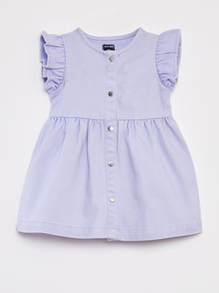 Vestito in denim a maniche corte con volant