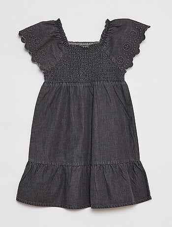 Vestito in denim con ricamo sangallo