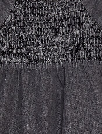 Vestito in denim con ricamo sangallo