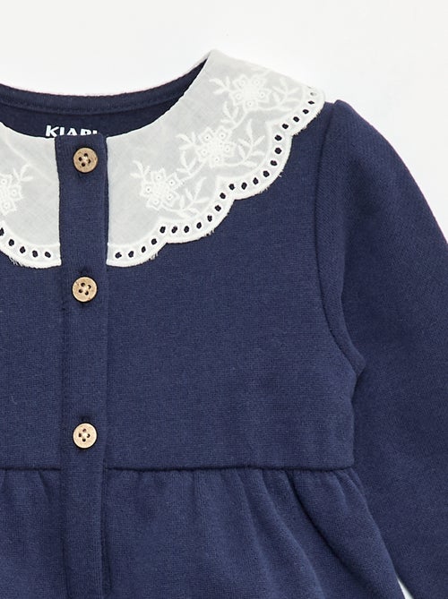Vestito in felpa con colletto in voile di cotone ricamato - Kiabi