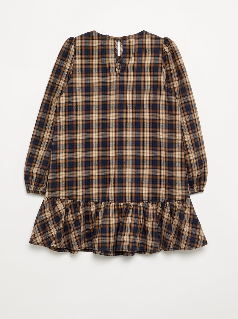 Vestito in flanella a maniche lunghe Marrone - Kiabi