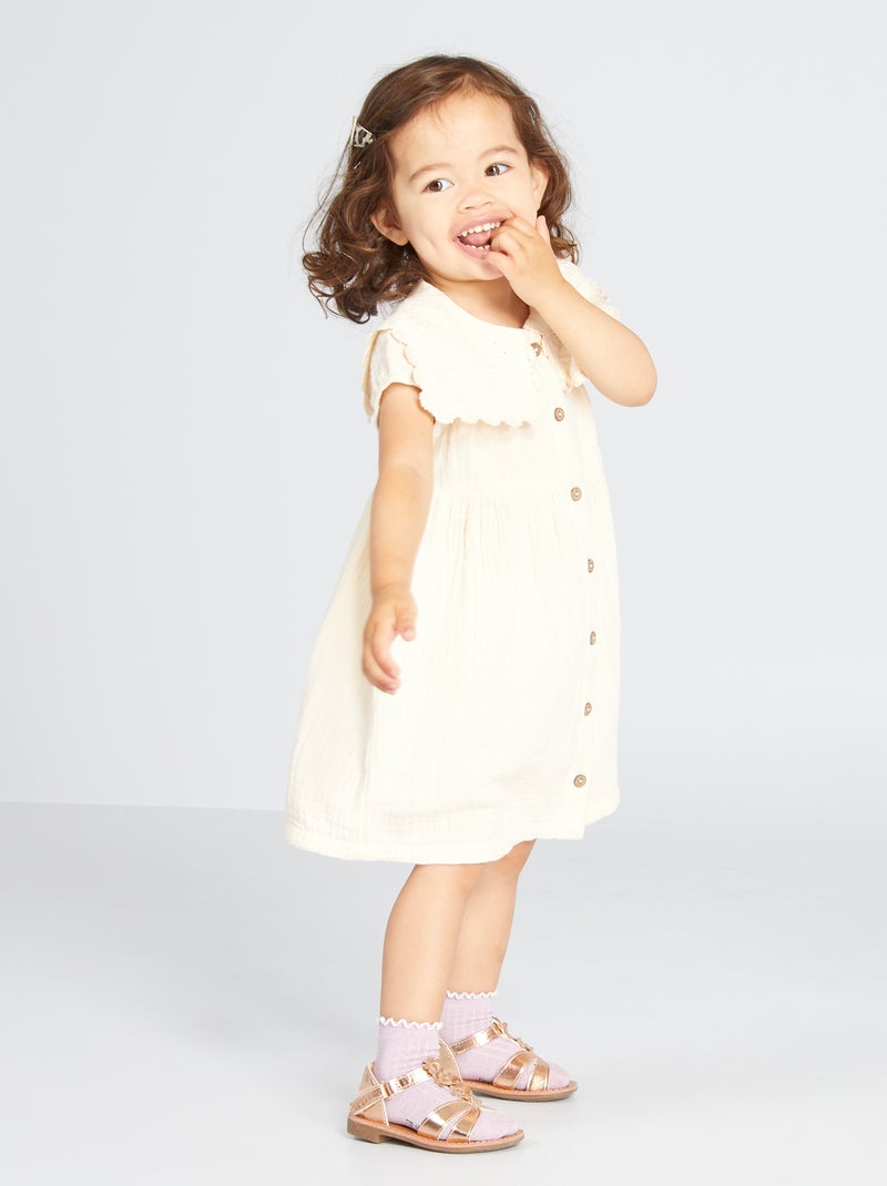 Vestito in garza di cotone BIANCO - Kiabi